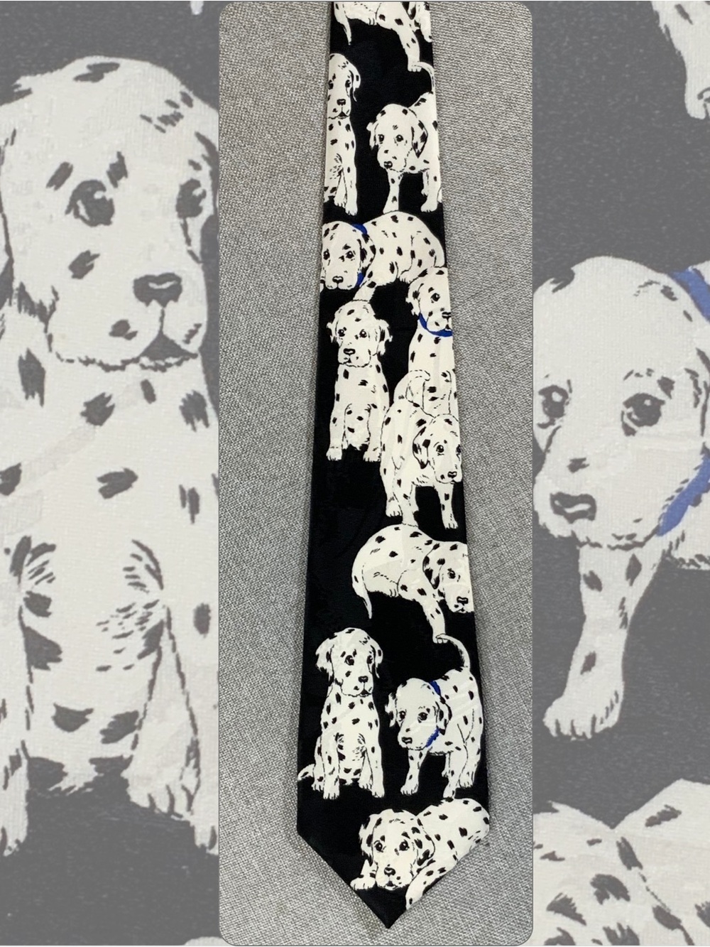 Black Dalmatian Pattern Men's Tie